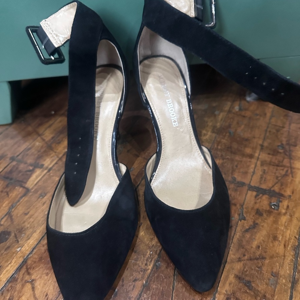 Audrey Brooke Black Heels with Ankle Strap